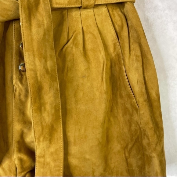 BA&SH Liam Belted Goat Suede Button Fly Shorts Camel Brown Size 1 US S/4 - Picture 8 of 15